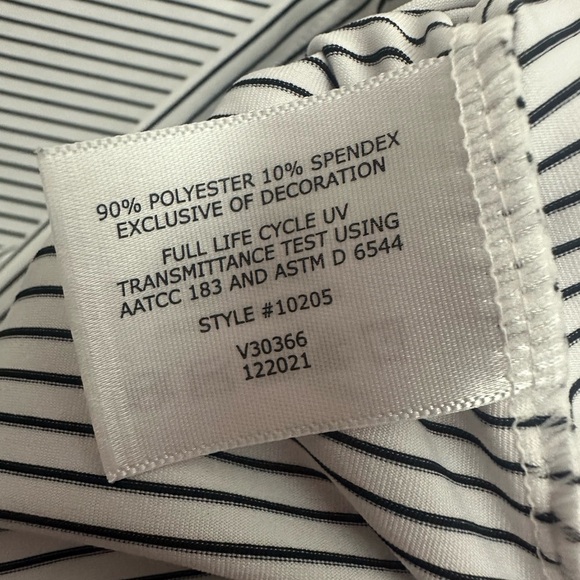 Coolibar Match Point Long Sleeve Tee Size Small Striped Performance Long Sleeve - Picture 5 of 7